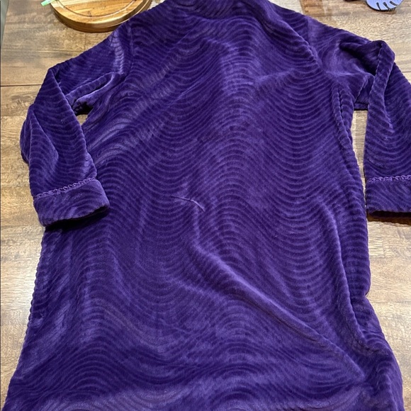 Stan Herman Long Lounge Robe Zip Super Soft Silky Fuzzy Scalloped Detail sz. TL - Picture 9 of 10